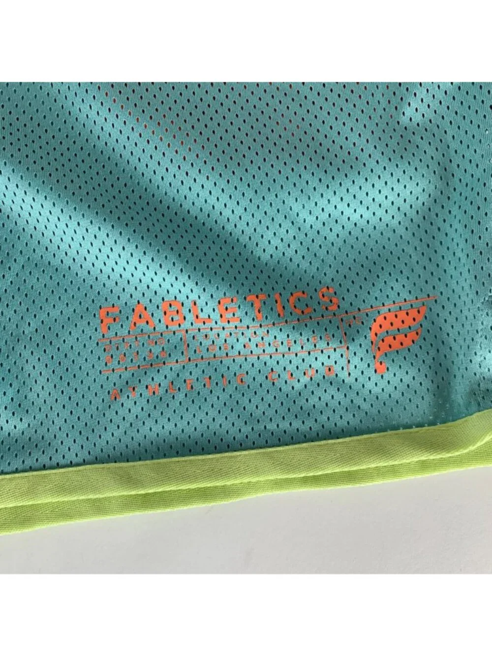 Fabletics Mens Turquoise Orange Athletic Shorts